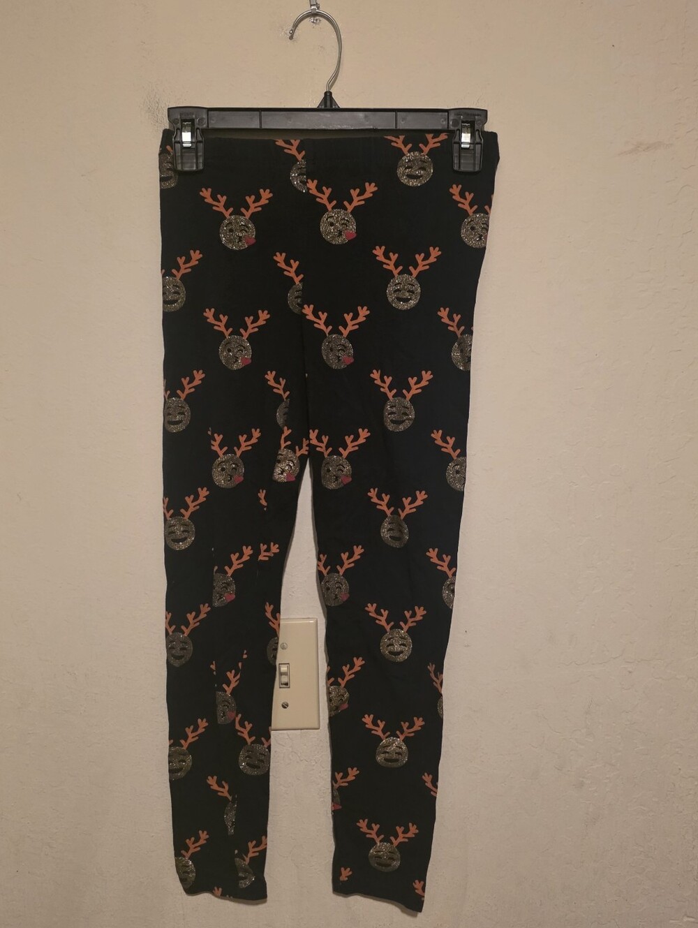 Gap Kids Girls L Blue Reindeer Animal Print Ankle Leggings Elastic Waist